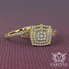 Double Halo Pave 0.55ct Diamond Gold Bridal Set - 02US52